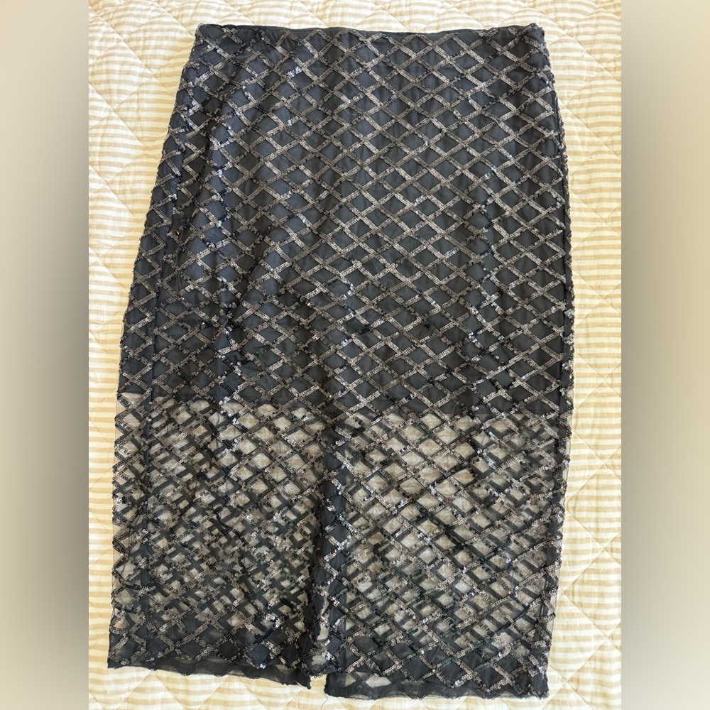 J. Crew Collection Black Lattice Sequin Maxi Skirt